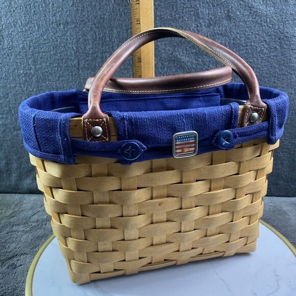 Longaberger 2003 Medium Boardwalk Basket Purse Tote+Prot.+  Longaberger 2003 Medium Boardwalk Basket Purse Tote+Prot.+Liner TAILGATE PICNIC